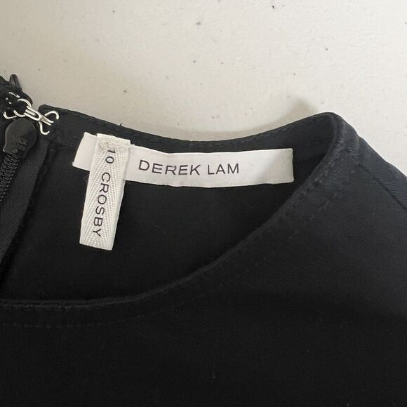 Derek Lam 10 Crosby Dress Womens Size 8 Black Cream Colorblock Cotton Poplin - Picture 5 of 13